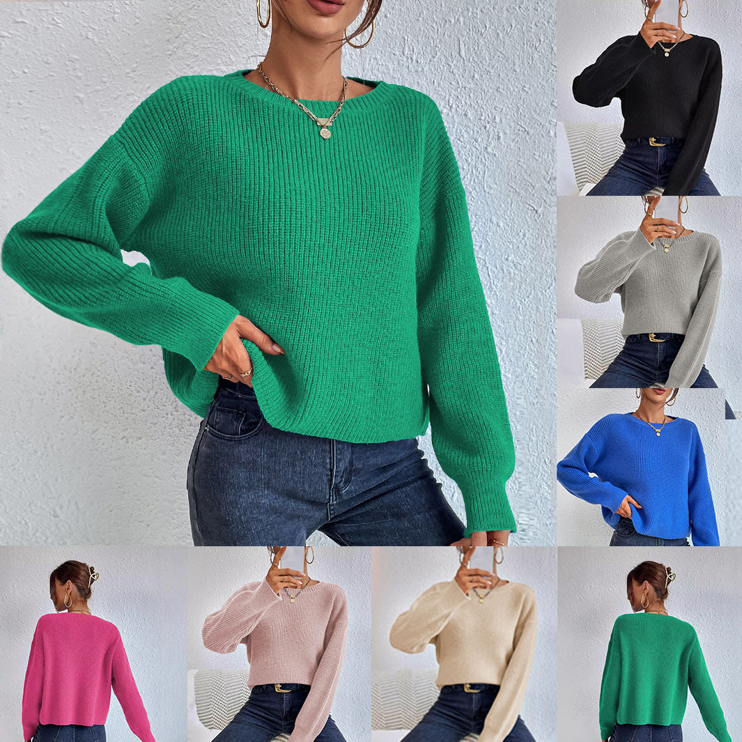 Loose long sleeved short sweater