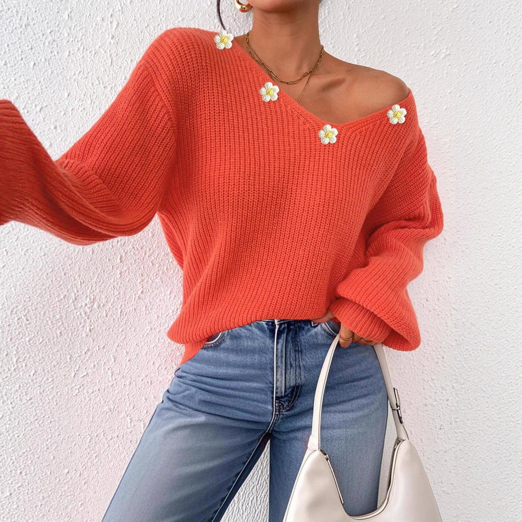 V-neck loose sweater