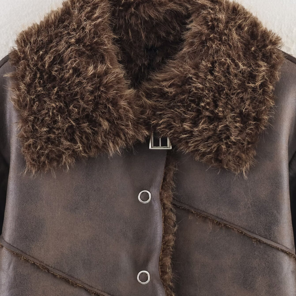 Fur and fur one-piece thick coat