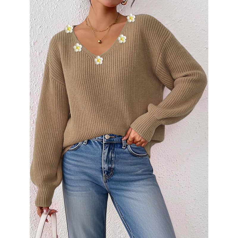 V-neck loose sweater