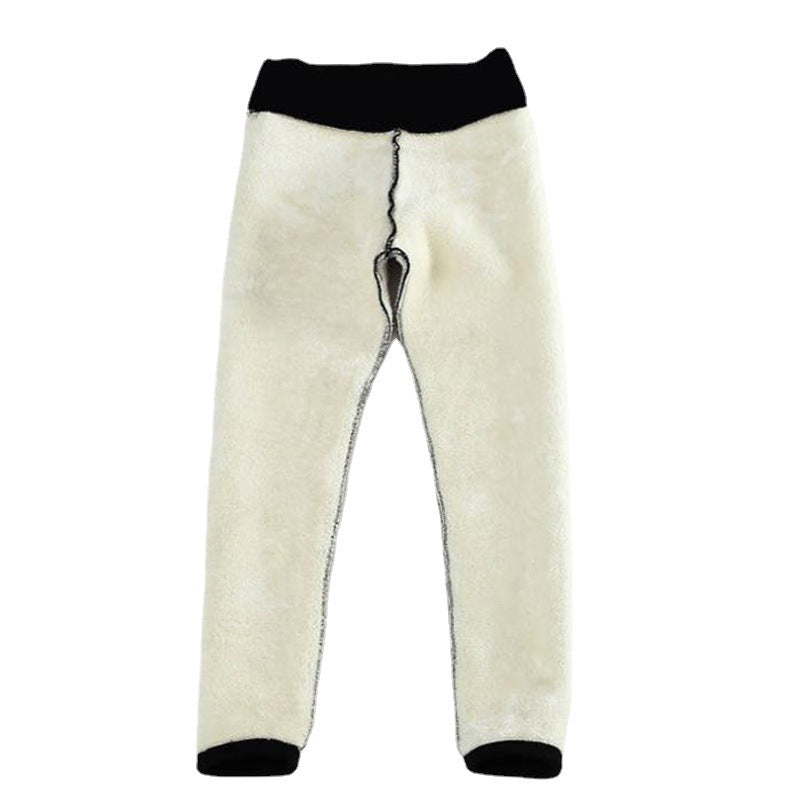 High Waist Slimming Lamb Velvet Trousers Thick Warm Cotton Pants