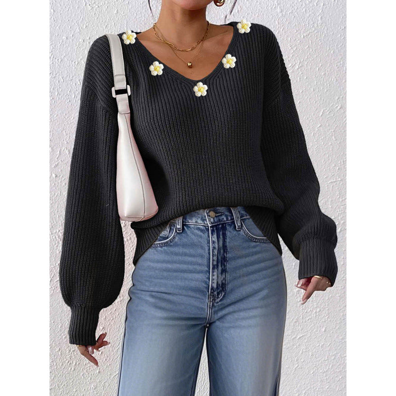 V-neck loose sweater