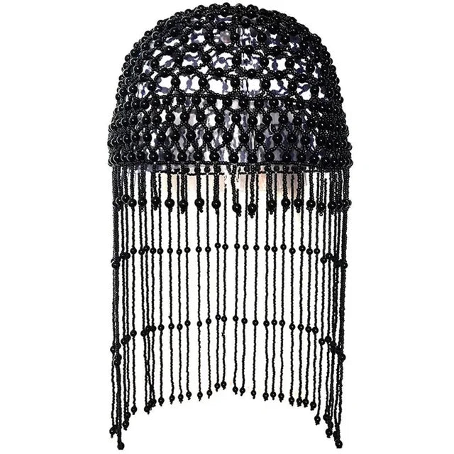 Handmade hollowed out headpiece performance pearl tassel hat