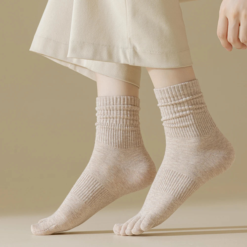 5 Pairs/lot Women Five Fingers Socks 100% Cotton Solid Colour Ladies Split Toe Sports Socks Spring Autumn Harajuku Toe Socks