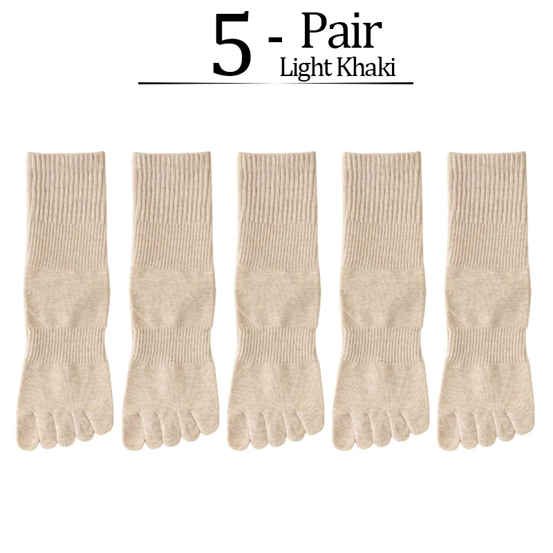 5 Pairs/lot Women Five Fingers Socks 100% Cotton Solid Colour Ladies Split Toe Sports Socks Spring Autumn Harajuku Toe Socks