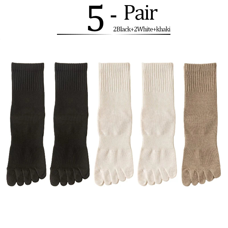 5 Pairs/lot Women Five Fingers Socks 100% Cotton Solid Colour Ladies Split Toe Sports Socks Spring Autumn Harajuku Toe Socks