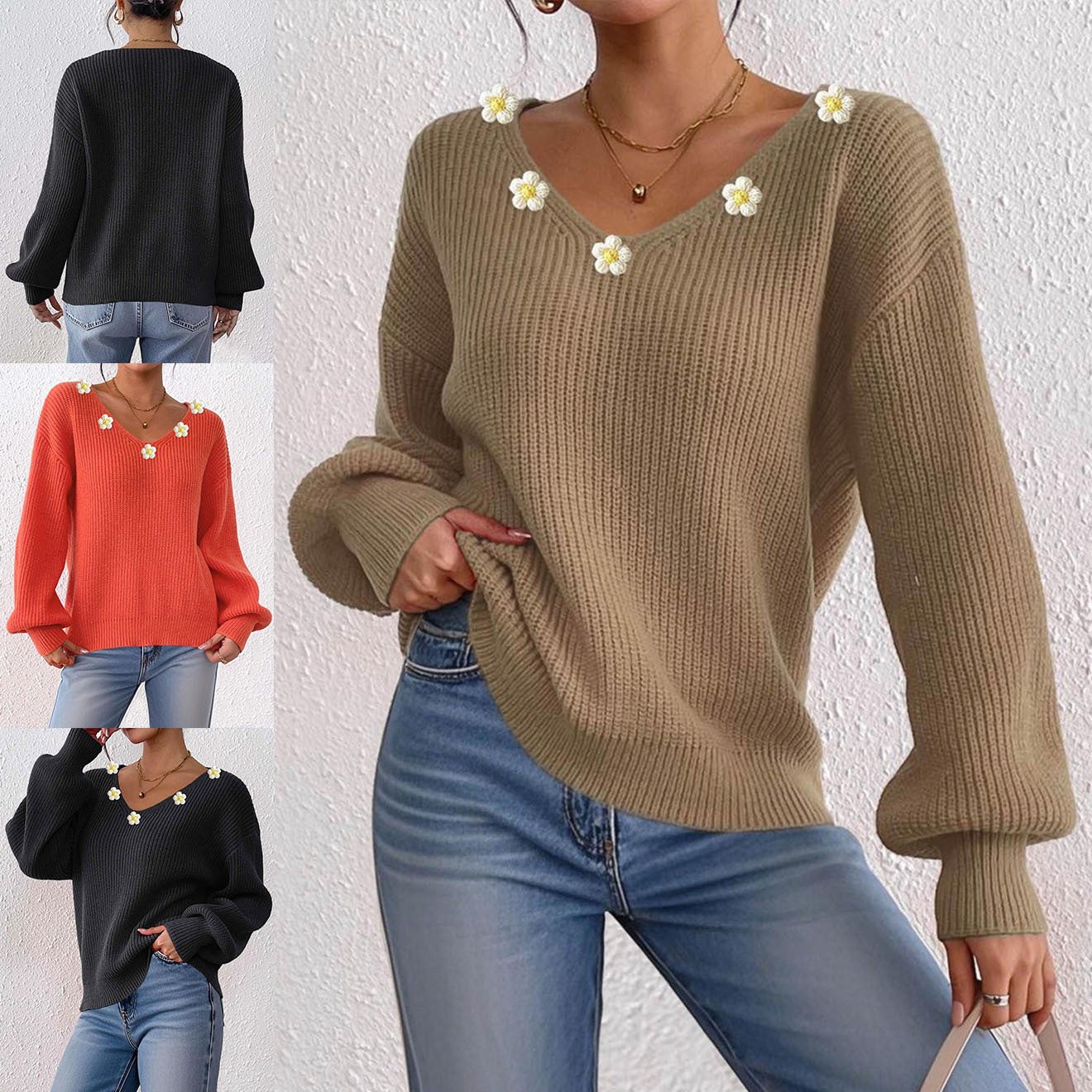 V-neck loose sweater