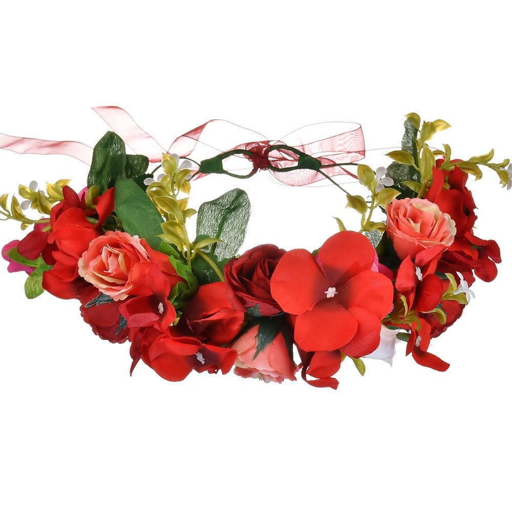 Big Red Rose Blossom Hair Band Bridal Flower Ring Hair Band