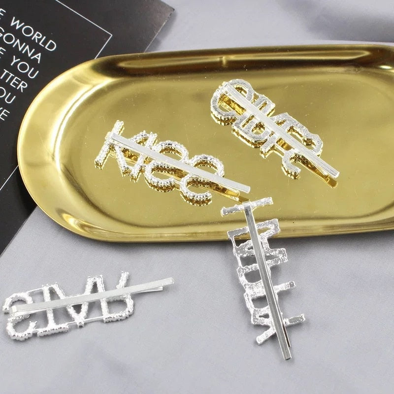 1PC Bling Letter Hairpins Headwear for Women Girls Hair Clips Pins Barrette Tools Hair Accessories
