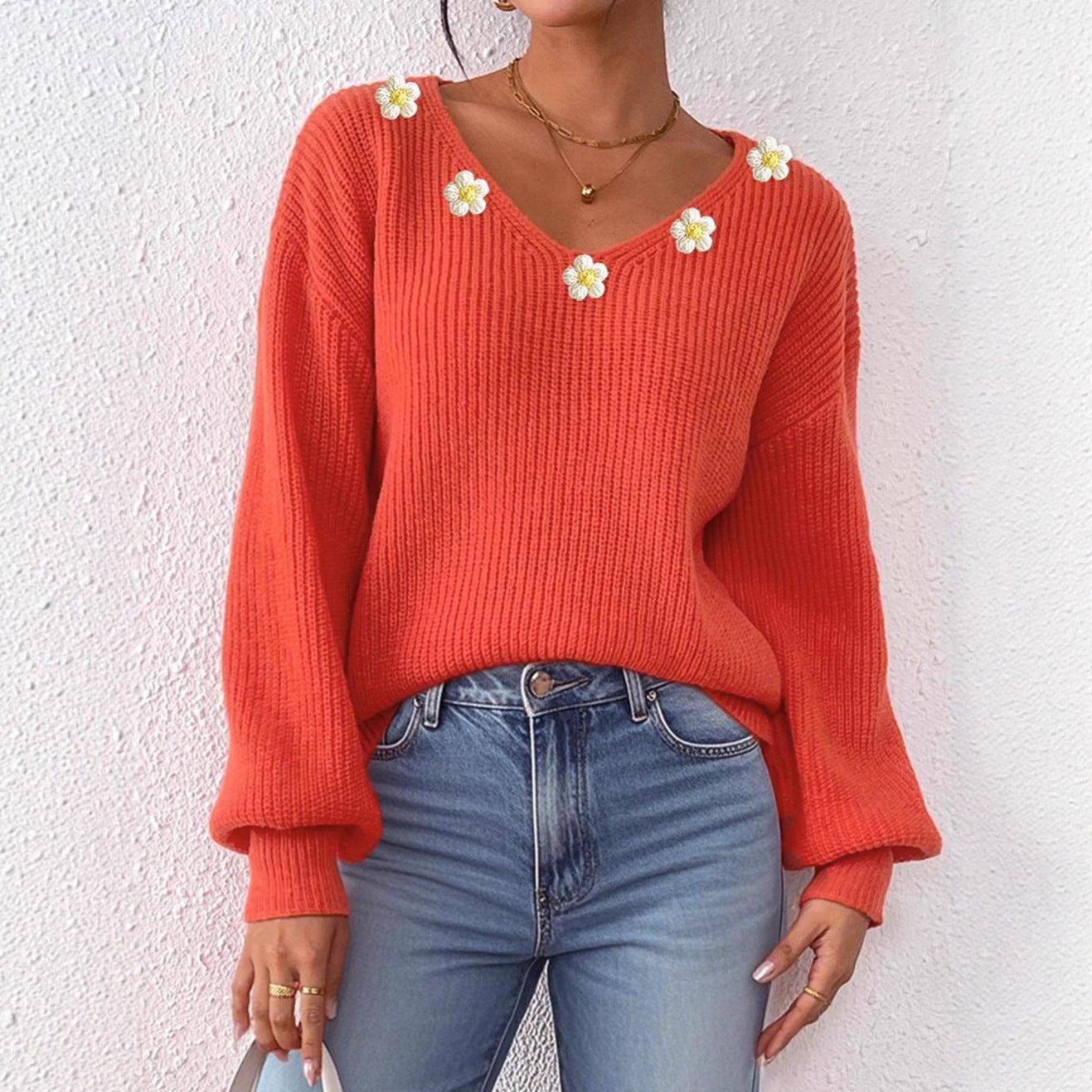 V-neck loose sweater