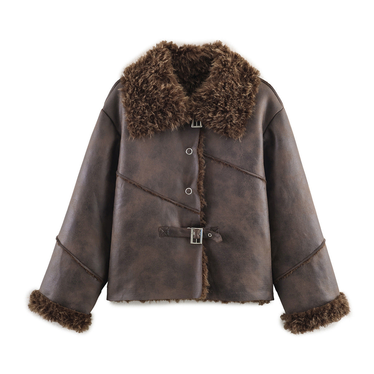 Fur and fur one-piece thick coat
