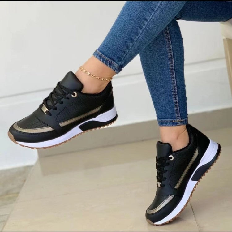 Thick soled color blocked casual low cut sports women's shoes