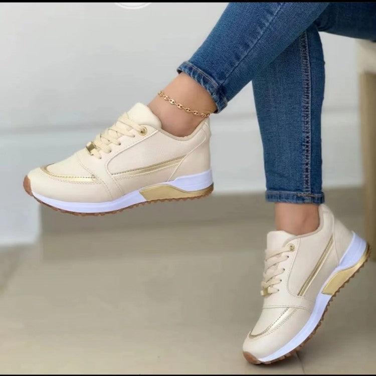 Thick soled color blocked casual low cut sports women's shoes