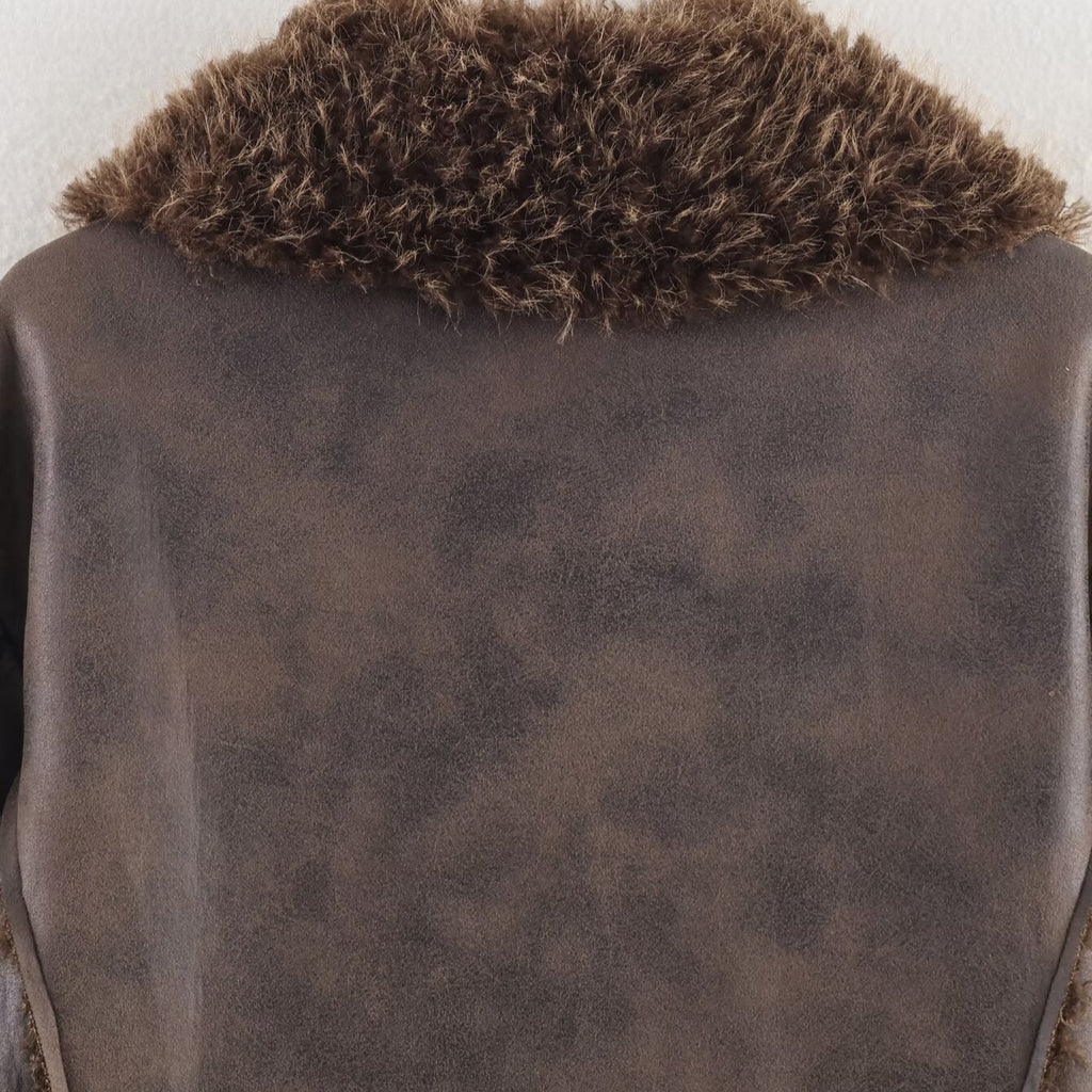 Fur and fur one-piece thick coat
