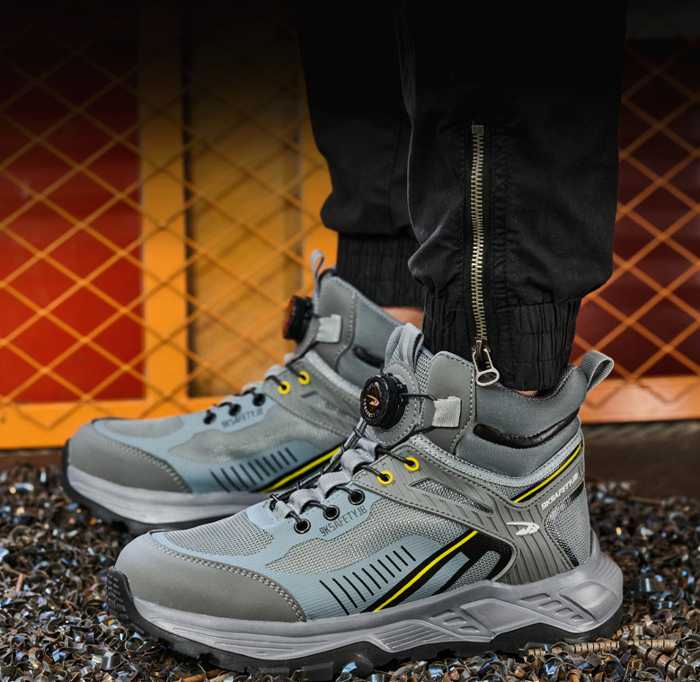 Anti smashing and anti piercing steel toe cap construction site wear-resistant high top work boots