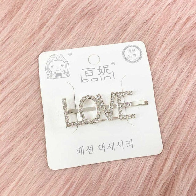 1PC Bling Letter Hairpins Headwear for Women Girls Hair Clips Pins Barrette Tools Hair Accessories