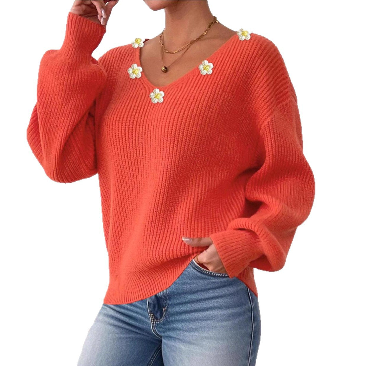 V-neck loose sweater