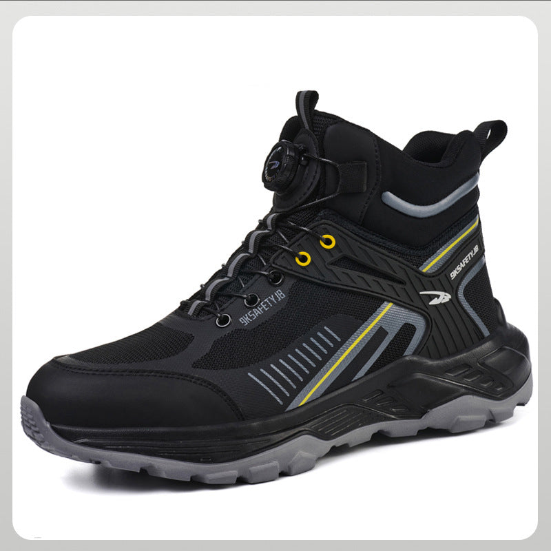Anti smashing and anti piercing steel toe cap construction site wear-resistant high top work boots