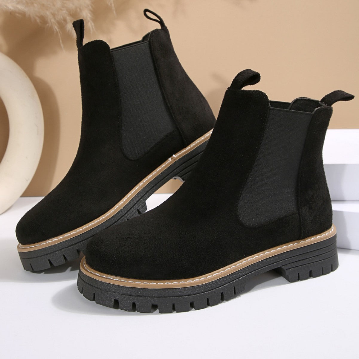 Matte Martin boots round toe oversized shoes